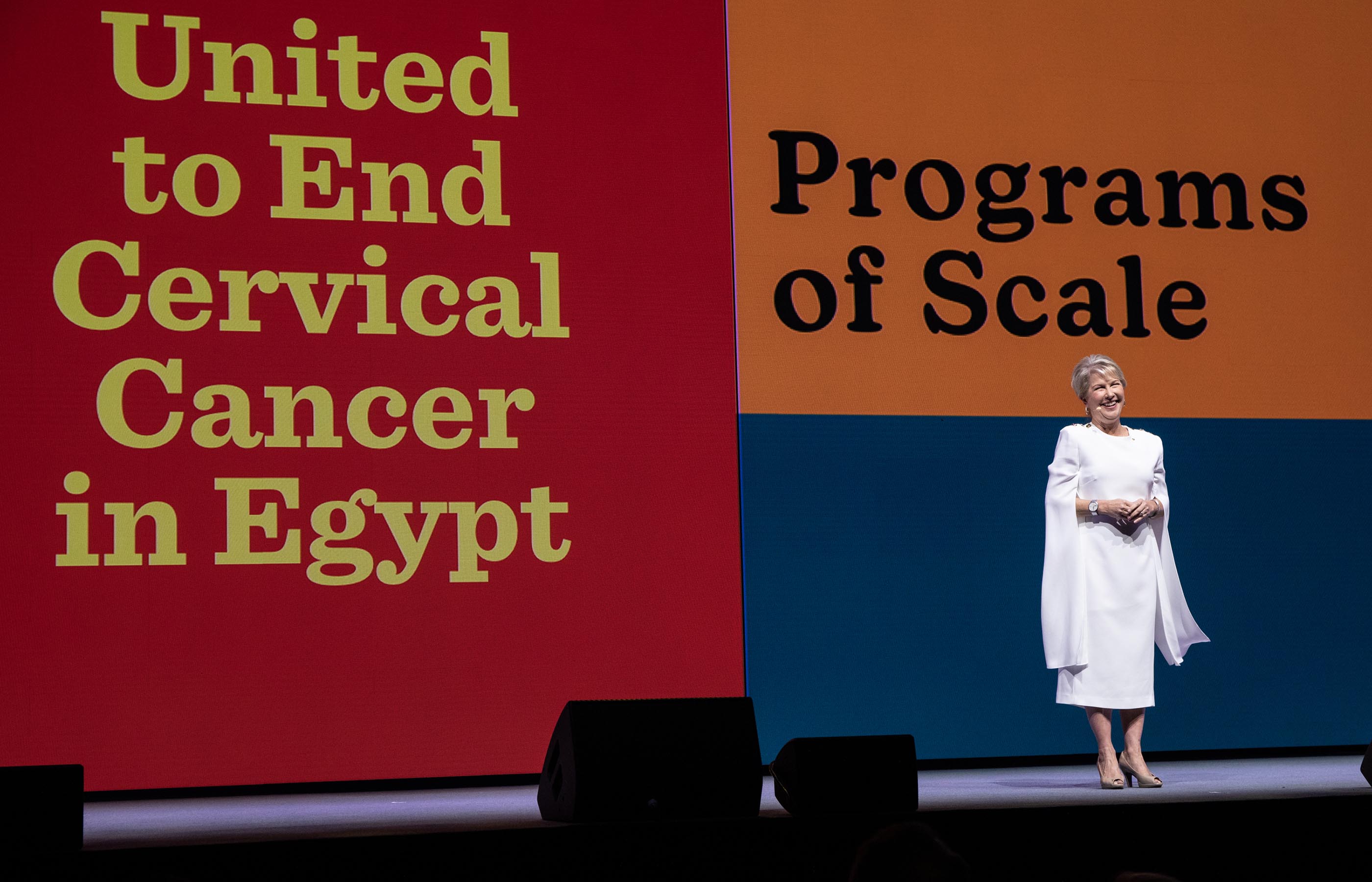 Rotary President Jennifer Jones speaks at the 2023 Rotary International Convention in Melbourne, Australia