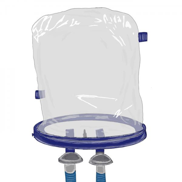 Una soluzione alla pandemia di COVID-19 1 ventilator helmet illustration